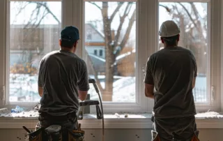 a new window being installed by skilled contractors from sunshine home improvement in kansas city.