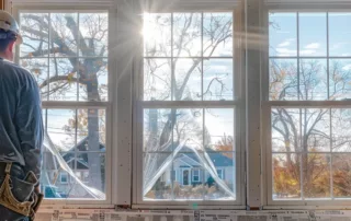 a team of workers installing new windows in a kansas city home.