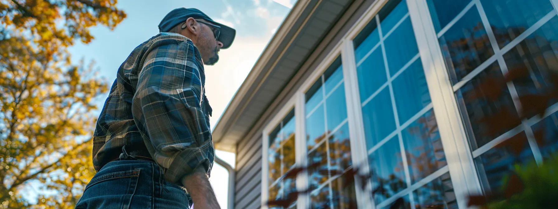 a homeowner inspects their newly installed vinyl windows for cleanliness and proper maintenance.